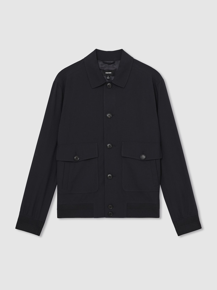Reiss Navy Raider Textured Blouson Jacket - Image 2 of 6