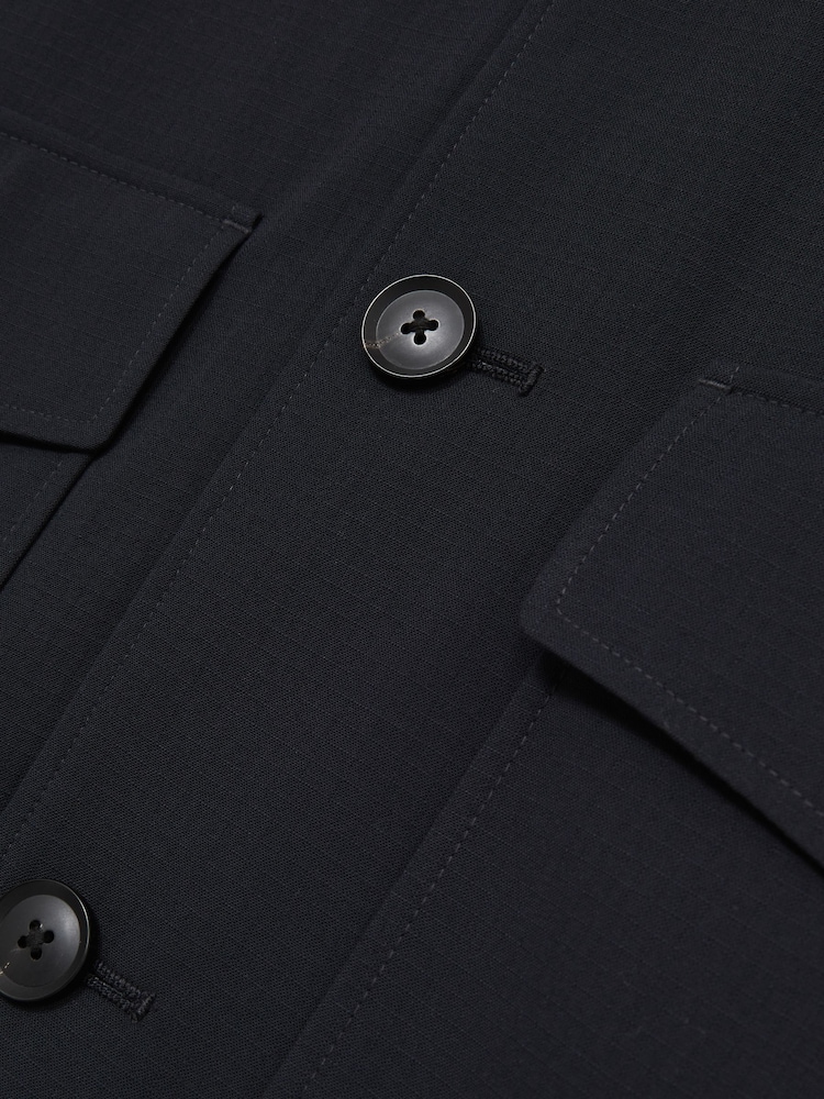 Reiss Navy Raider Textured Blouson Jacket - Image 6 of 6