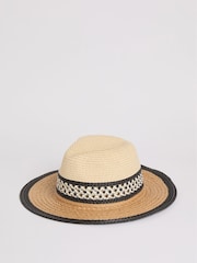 Colour Block Raffia Fedora Hat - Bild 5 von 5