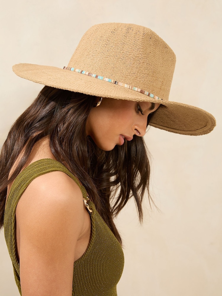 Natural Oversized Soft Raffia Fedora Hat - Image 3 of 5