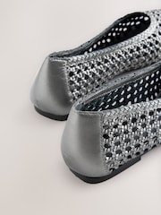 Silver Forever Comfort® Leather Weave Ballerinas - Image 10 of 10
