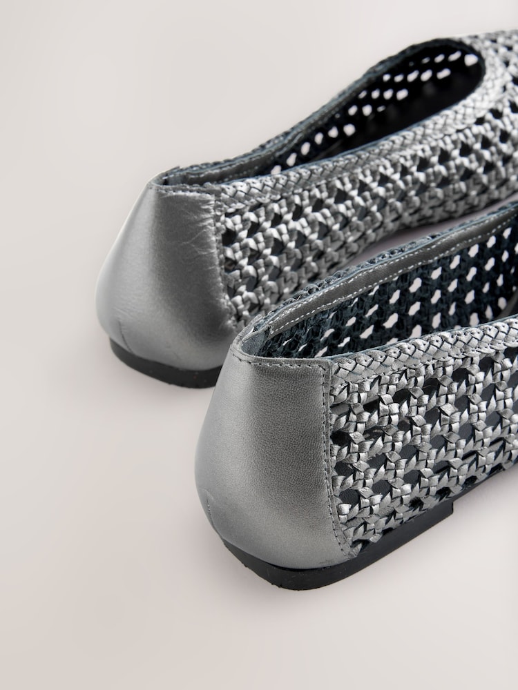 Silver Forever Comfort® Leather Weave Ballerinas - Image 10 of 10