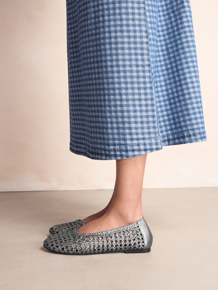 Silver Forever Comfort® Leather Weave Ballerinas - Image 2 of 10