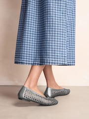 Silver Forever Comfort® Leather Weave Ballerinas - Image 3 of 10