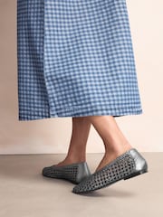 Silver Forever Comfort® Leather Weave Ballerinas - Image 5 of 10