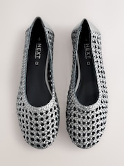 Silver Forever Comfort® Leather Weave Ballerinas - Image 6 of 10