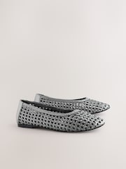 Silver Forever Comfort® Leather Weave Ballerinas - Image 7 of 10
