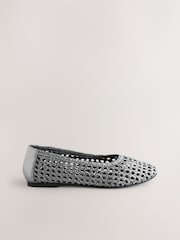 Silver Forever Comfort® Leather Weave Ballerinas - Image 8 of 10