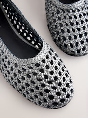 Silver Forever Comfort® Leather Weave Ballerinas - Image 9 of 10