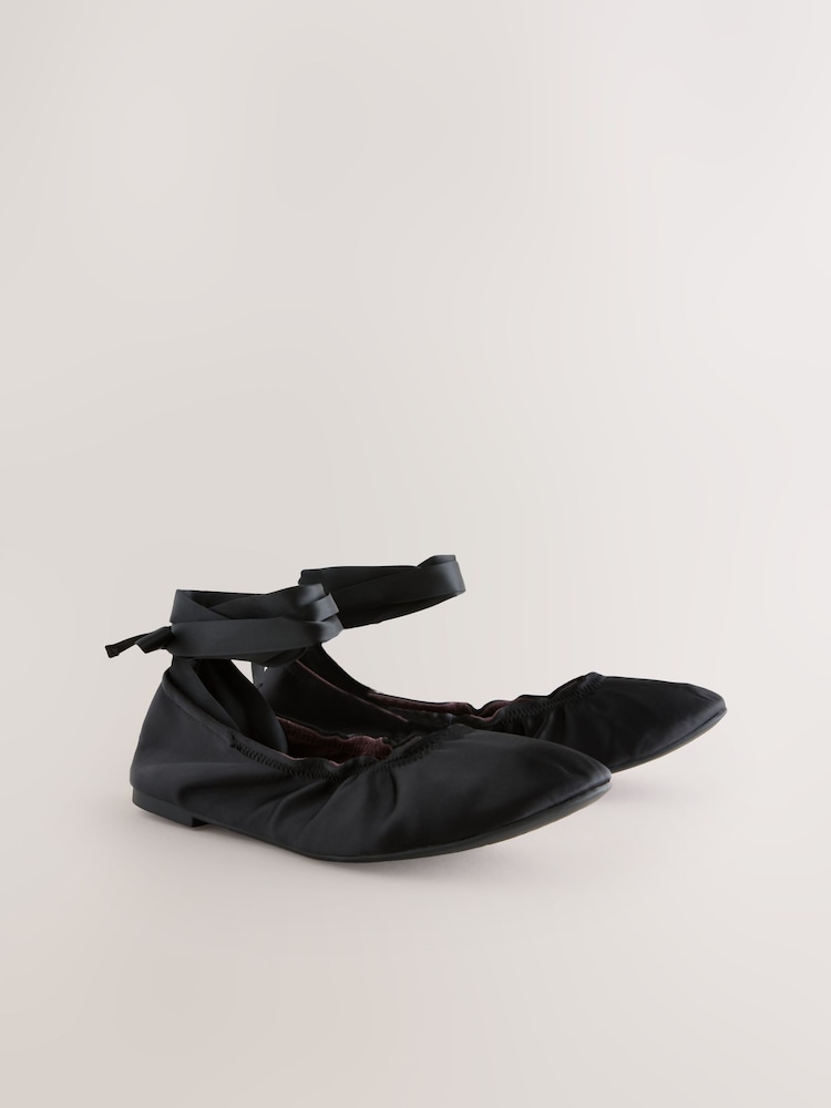 Black Forever Comfort® Wrap Up Ballerina Flats - Image 6 of 9