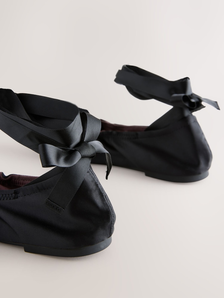 Black Forever Comfort® Wrap Up Ballerina Flats - Image 8 of 9
