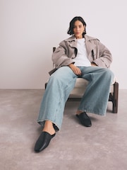 Black Forever Comfort® High Cut Square Toe Mules - Image 2 of 10