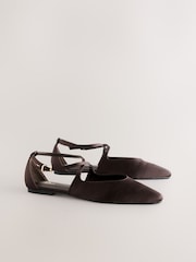 Chocolate Brown Satin Forever Comfort® Pointed Toe Ankle Strap Shoes - Image 7 of 10