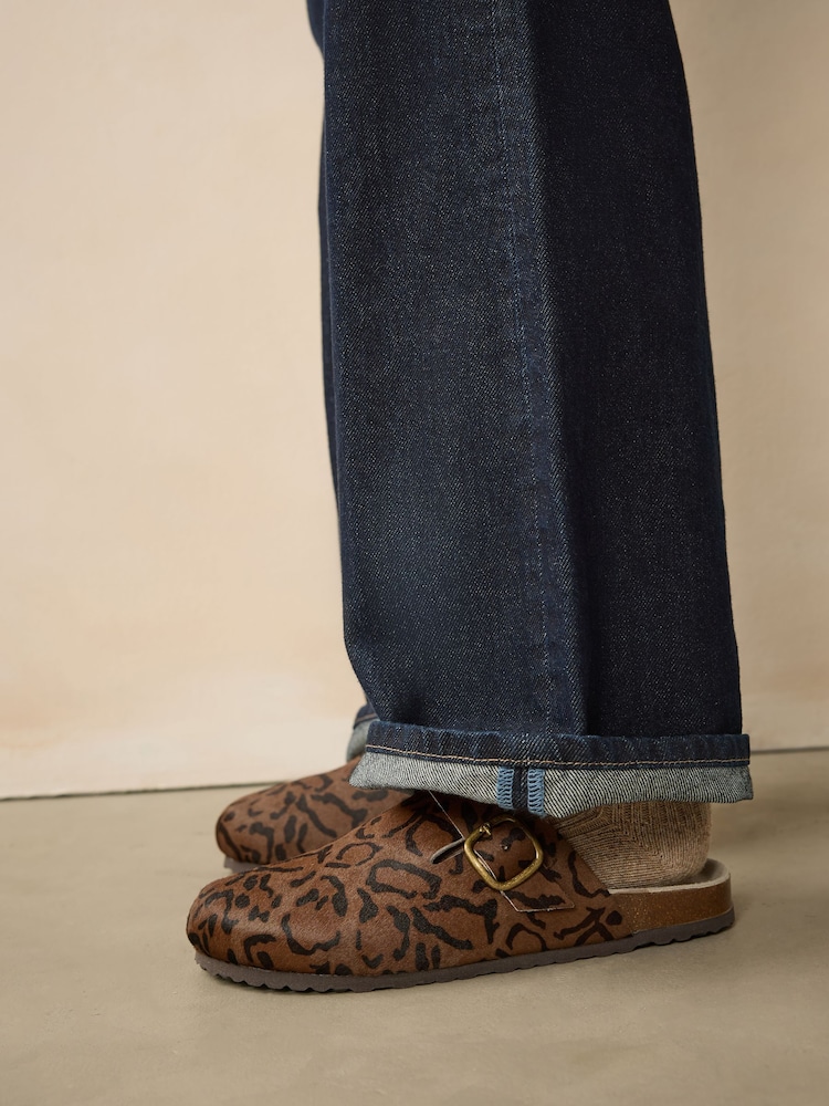Leopard Forever Comfort® Leather Footbed Clogs - Image 3 of 9