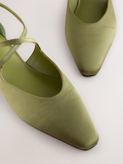 Green Satin Forever Comfort® Pointed Toe Ankle Strap Shoes - Image 8 of 9