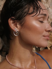 Luv Aj Silver Tone The Seashell Coil Studs Earrings - Image 3 of 4