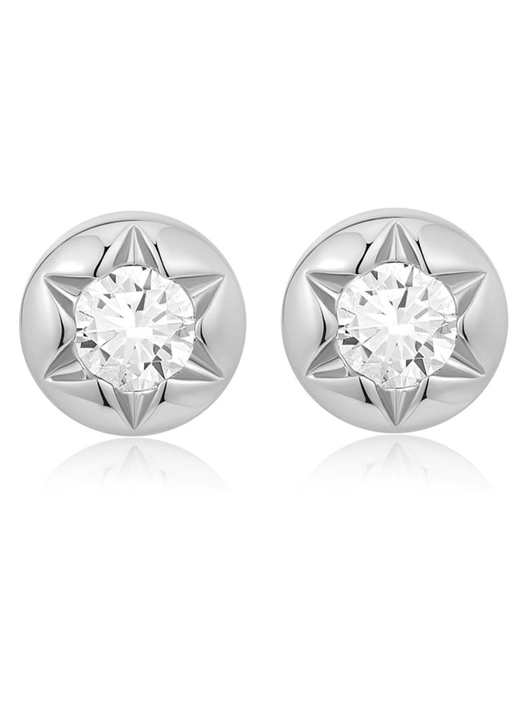 Luv Aj Silver Tone The Rose Bud Studs Earrings - Image 1 of 5