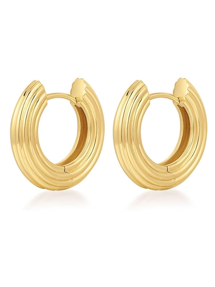 Luv Aj Gold Tone The Mini Ridged Amalfi Hinge Hoops - Image 1 of 4