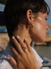 Luv Aj Gold Tone The Mini Ridged Amalfi Hinge Hoops - Image 2 of 4