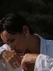 Luv Aj Gold Tone The Mini Ridged Amalfi Hinge Hoops - Image 3 of 4