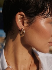 Luv Aj Gold Tone The Mini Ridged Amalfi Hinge Hoops - Image 4 of 4