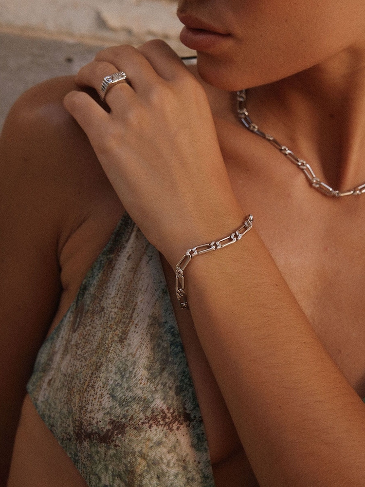 Luv Aj Silver Tone The Pave Link Bracelet - Image 3 of 3