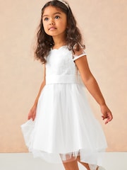 Lipsy White Lace Cap Sleeve Occasion Dress (2-5yrs) - Image 1 of 4