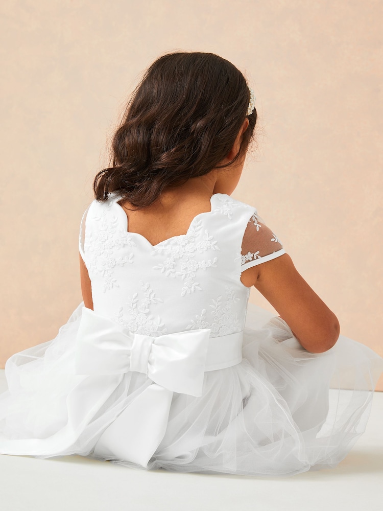 Lipsy White Lace Cap Sleeve Occasion Dress (2-5yrs) - Image 2 of 4
