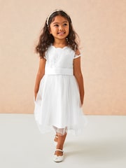 Lipsy White Lace Cap Sleeve Occasion Dress (2-5yrs) - Image 3 of 4
