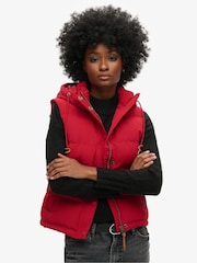 Superdry Red Everest Hooded Puffer 100% Cotton Gilet - Image 1 of 5