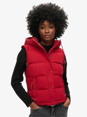 Superdry Red Everest Hooded Puffer 100% Cotton Gilet - Image 2 of 5