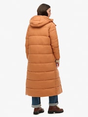 Superdry Orange 100% Cotton Ripstop Longline Puffer Jacket - Image 2 of 5