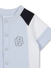 BOSS Blue Baby Logo Short Sleeve Button Through Romper - Image 3 of 3