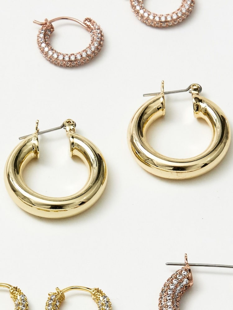 Luv Aj Gold Tone Baby Amalfi Tube Hoops Earrings - Image 2 of 4