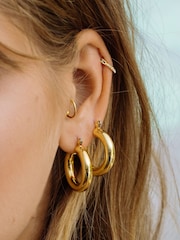 Luv Aj Gold Tone Baby Amalfi Tube Hoops Earrings - Image 4 of 4