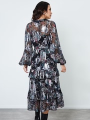 Another Sunday Black Ruffle Detail Tiered Dress With Long Sleeve - Image 2 of 5
