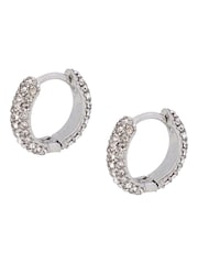 AllSaints Silver Tone Pave Mini Huggie Earrings Set - Image 1 of 3
