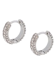 AllSaints Silver Tone Pave Mini Huggie Earrings Set - Image 2 of 3