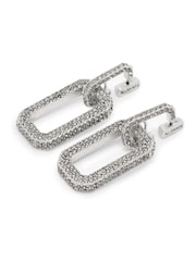 AllSaints Silver Tone Pave Link Drop Earrings - Image 2 of 4