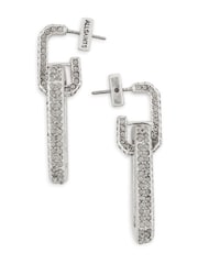 AllSaints Silver Tone Pave Link Drop Earrings - Image 3 of 4