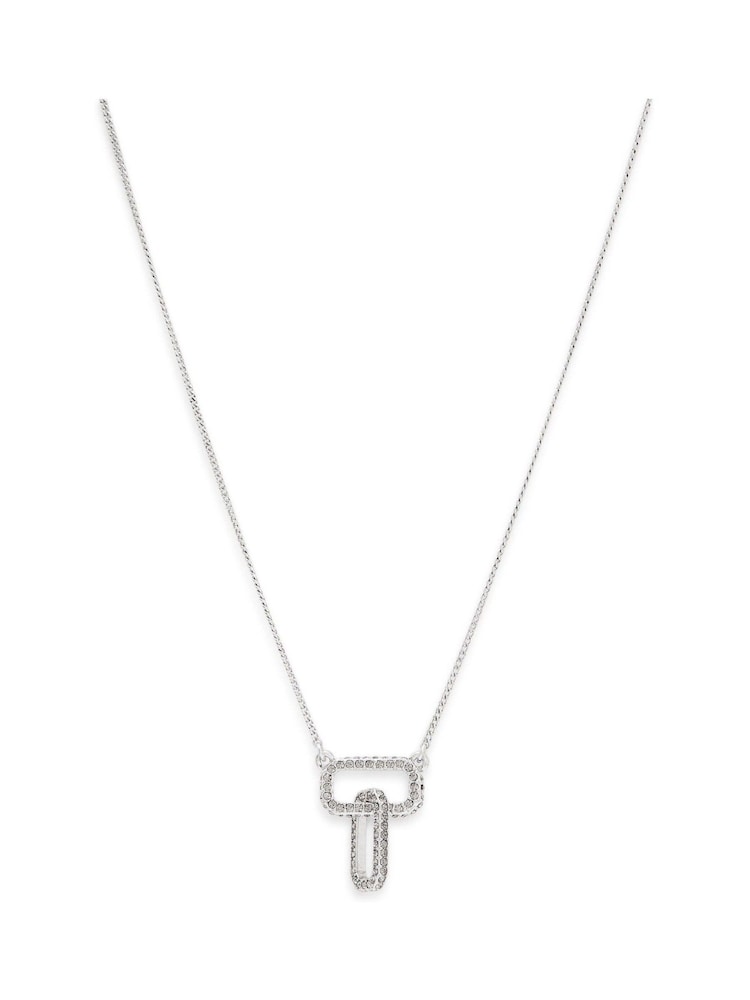 AllSaints Silver Tone Pave Link Pendant Necklace - Image 1 of 4