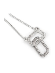 AllSaints Silver Tone Pave Link Pendant Necklace - Image 3 of 4