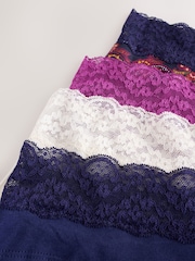 Navy Paisley Short Lace Knickers 4 Pack - Image 10 of 10