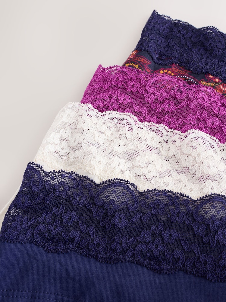 Navy Paisley Short Lace Knickers 4 Pack - Image 10 of 10