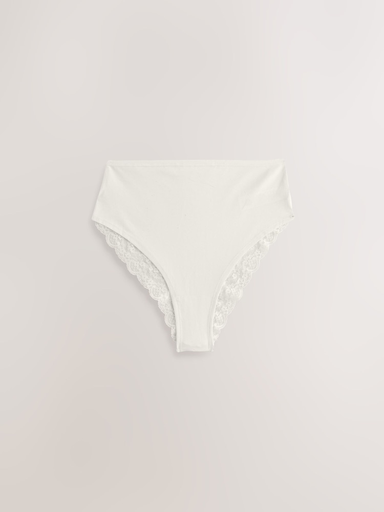 Navy Paisley High Rise High Leg Lace Knickers 4 Pack - Image 3 of 7