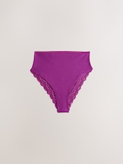 Navy Paisley High Rise High Leg Lace Knickers 4 Pack - Image 4 of 7