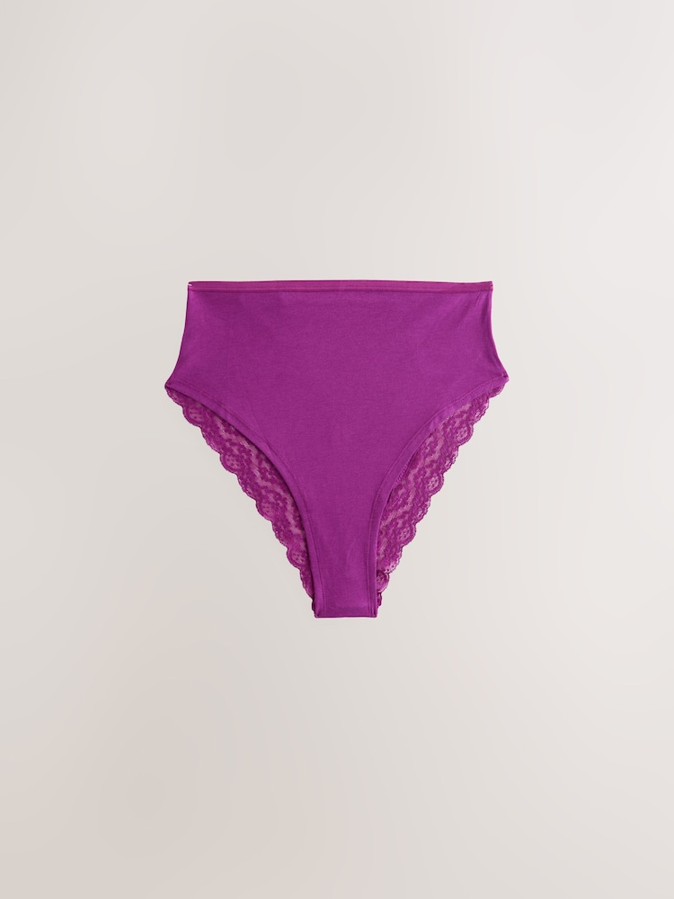 Navy Paisley High Rise High Leg Lace Knickers 4 Pack - Image 4 of 7