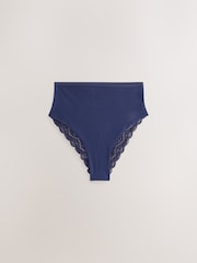 Navy Paisley High Rise High Leg Lace Knickers 4 Pack - Image 5 of 7