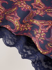 Navy Paisley High Rise High Leg Lace Knickers 4 Pack - Image 6 of 7