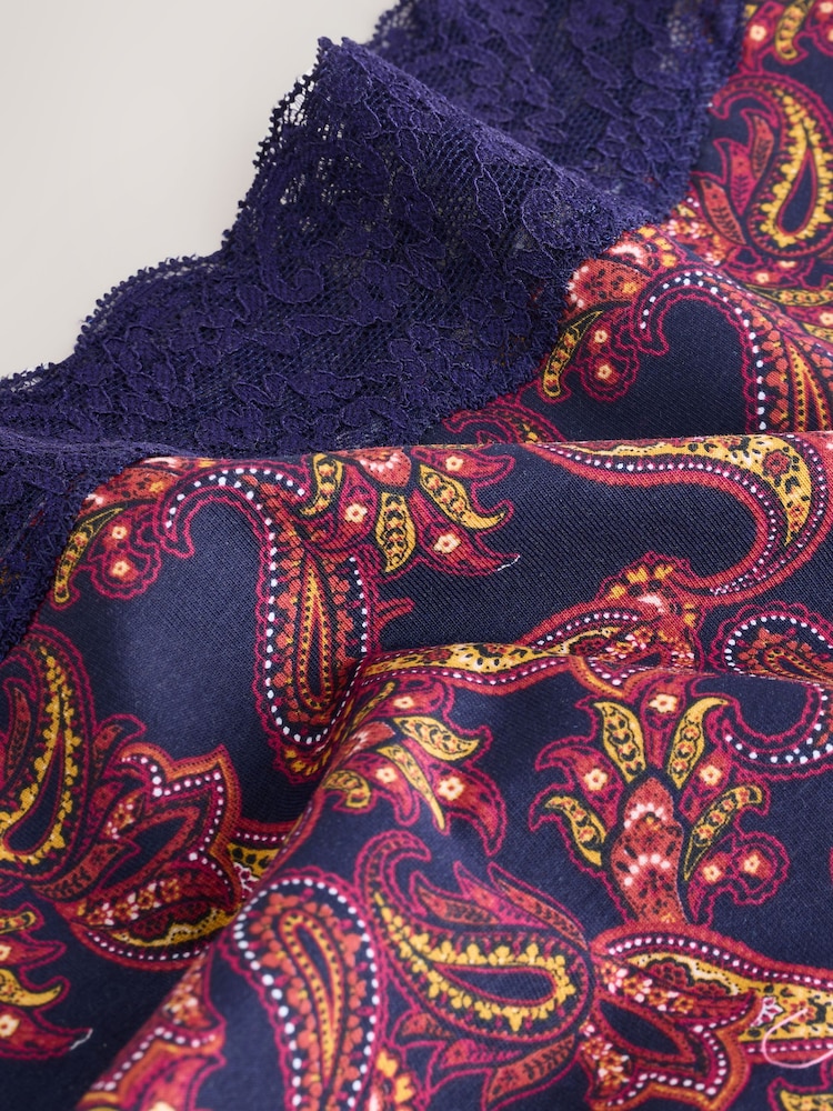 Navy Paisley Midi Lace Knickers 4 Pack - Image 10 of 10